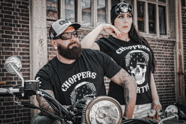 CnP Choppers n Partys -  Black Bandana Skull (Herren) T-Shirt Schwarz Totenkopf Biker Motorrad