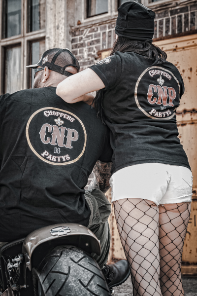 CnP Choppers n Partys -  Black Bandana Skull (Herren) T-Shirt Schwarz Totenkopf Biker Motorrad