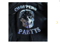 Preview: CnP Voll Gesticktes Choppers n Partys Black Skull Bandana Zipped Hood Hoodie in Schwarz Totenkopf Biker Motorrad