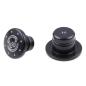Preview: Cult-Werk vorne axle Abdeckungsset. glänzend schwarz with CC logo – 21-26 RH1250S Sportster S; 22-26 RH975 Nightster; 23-26 RH975S Nightster Special