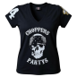 Preview: CnP Strass Black Bandana Skull talliert mit Glitzersteine (Damen) T-Shirt Schwarz Totenkopf  Motorrad