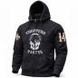 Preview: CnP Voll Gesticktes Choppers n Partys Black Skull Bandana Zipped Hood Hoodie in Schwarz Totenkopf Biker Motorrad