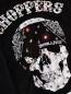 Preview: CnP Strass Black Bandana Skull talliert mit Glitzersteine (Damen) T-Shirt Schwarz Totenkopf  Motorrad