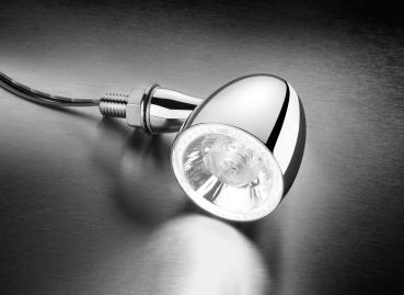 Bullet 1000® PL white - LED Blinker mit Positionslicht, chrom, vorne beidseitig