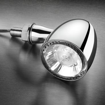 Bullet 1000® PL white - LED Blinker mit Positionslicht, chrom, vorne beidseitig
