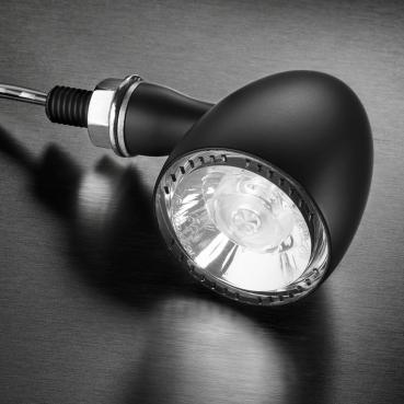 Bullet 1000® PL white - LED Blinker mit Positionslicht, chrom, vorne beidseitig