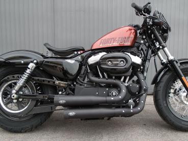 MCJ - 2 in 2 Royal Short , in Schwarz oder Chrom, mit Krümmer und Hitzeschutz  (mit oder ohne Löcher) alle Halterungen dabei - SPORTSTER 883-1200 BJ. 2014 BIS 2016