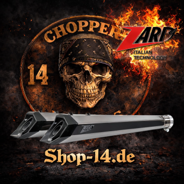 Zard - Racing Slip-Ons with Black Alu End Caps. Black Chromed - für Harley-Davidson® 2023 Street Glide, Road Glide (121ci) Auspuffanlage Auspuff