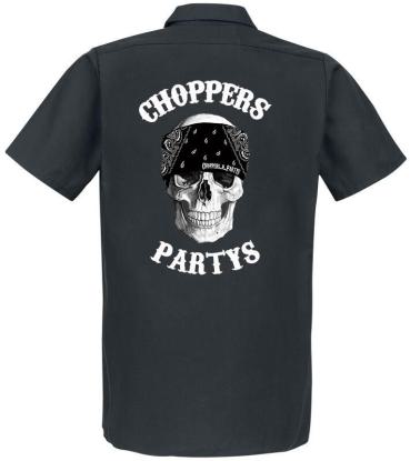 Choppers n Partys Black Bandana Hemd LOGO HINTEN / RÜCKEN GESTICKT