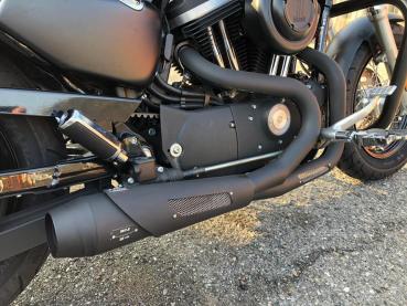 MCJ - 2 in 1 Short Version Megaphone in Chrom oder Schwarz mit Krümmer - FÜR SOFTAIL - STREET BOB - SLIM - LOW RIDER S - BREAKOUT - SPORT GLIDE - FAT BOY - FAT BOB - HERITAGE CLASSIC - AB 2021 EURO 5