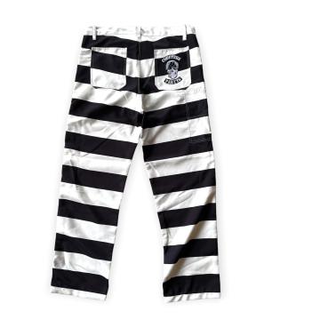 PRISON PANTS POLYESTER LEICHT OHNE AUFSCHRIFT - GEFÄNGNIS HOSE GESTREIFT BIKER MOTORRAD