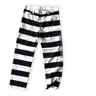 PRISON PANTS POLYESTER LEICHT OHNE AUFSCHRIFT - GEFÄNGNIS HOSE GESTREIFT BIKER MOTORRAD