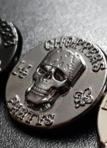 CnP Choppers n Partys Skull Pin