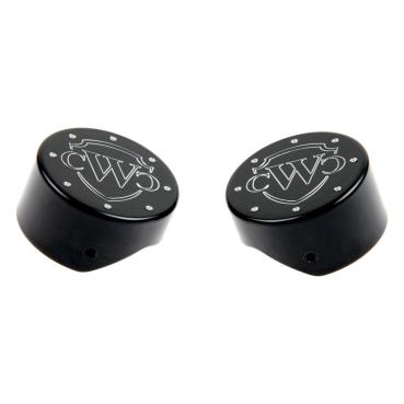 Cult-Werk 2-teilig fork tube cap bolt Abdeckungsset. schwarz, logo – 18-26 Softail Breakout: 18-19 (NU) FXBR Breakout 107; 18-22 (NU) FXBRS Breakout 114; 23-24 (NU) FXBR Breakout 117; 25-26 FXBR Breakout 117