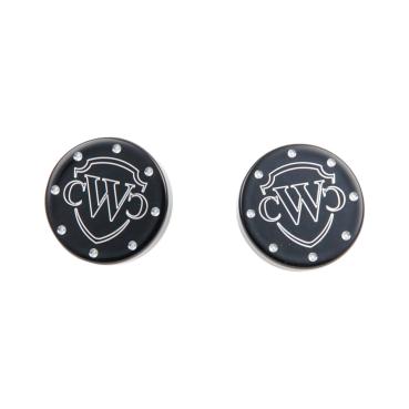 Cult-Werk vorne axle Abdeckungsset. glänzend schwarz with CW logo – 18-26 Softail (excl