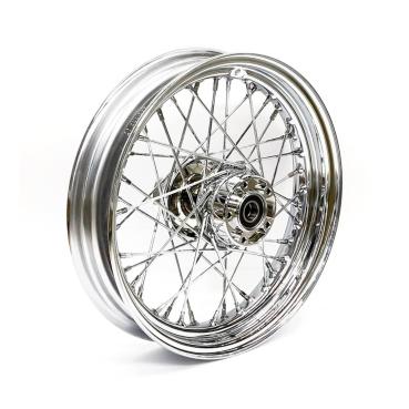 3.00 x 16 front wheel 40 spokes chrome – 08-17 FLT/Touring; FLHT, FLHR, FLTR, FLHX (No ABS)