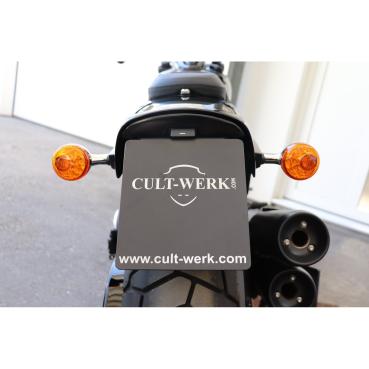 Cult-Werk center Kennzeichenhalter. schwarz – 18-24 Softail Fat Bob: 18-20 FXFB Fat Bob 107; 18-24 FXFBS Fat Bob 114 (NU)
