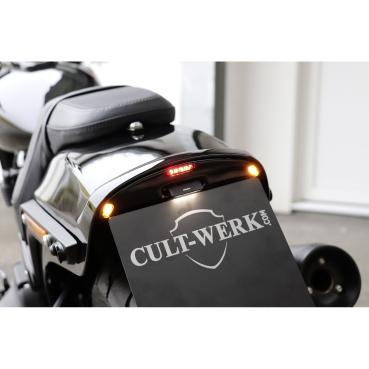 Cult-Werk Kennzeichenhalter. 2-1 Rücklicht/brake light – 18-24 Softail Fat Bob: 18-20 FXFB Fat Bob 107; 18-24 FXFBS Fat Bob 114 (NU)