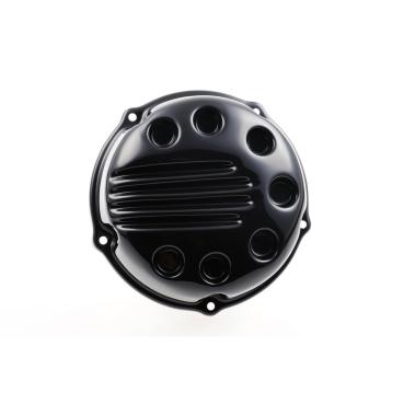 Cult-Werk Luftfilter Abdeckung. Slotted, glänzend schwarz – 18-24 Softail with 107" engine with round OEM air cleaner (NU)