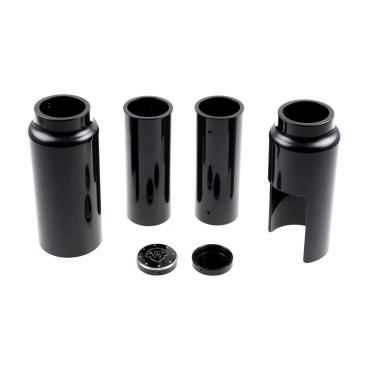Cult-Werk 6-teilig Gabelrohr-Abdeckungsset. glänzend schwarz. Logo – 18-26 Softail Street Bob; Standard: 18-20(NU)FXBB Street Bob 107; 25-26 FXBB Street Bob 117; 21-24(NU)FXBBS Street Bob 114; 20-24(NU)FXST Softail Standard 107