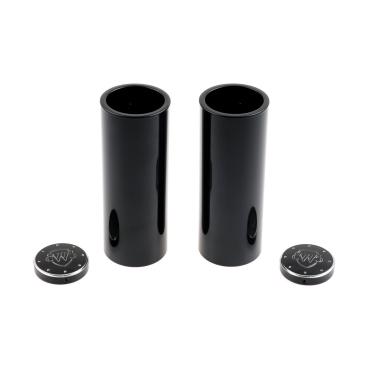 Cult-Werk 4-teilig Gabelrohr-Abdeckungsset. glänzend schwarz. Logo – 18-26 Softail Street Bob; Standard: 18-20(NU)FXBB Street Bob 107; 25-26 FXBB Street Bob 117; 21-24(NU)FXBBS Street Bob 114; 20-24(NU)FXST Softail Standard 107