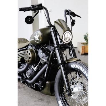 Cult-Werk Scheinwerfermaske Custom. mattschwarz – 18-26 Softail: 18-20 (NU) FXBB Street Bob 107; 25-26 FXBB; 21-24 (NU) FXBBS Street Bob 114; 20-24 (NU) FXST Standard 107