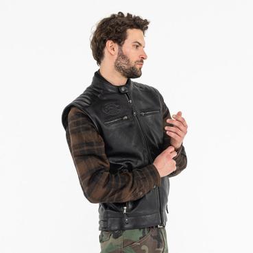John Doe Storm Leather Vest Black - Lederweste Kutte Leder