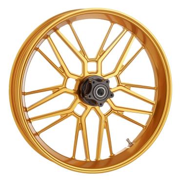 Arlen Ness, Felge Split Spoke 19 x 3.25 Zoll, vorne, gold – Universell passend. Das modellspezifische Arlen-Ness-Nabenkit muss für ein vollständiges Rad separat bestellt werden