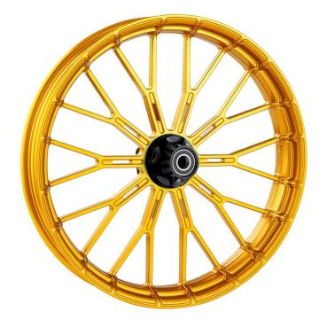 Arlen Ness, rim Y-Spoke 21 x 5.5". Front. Gold – Universal. Order model-specific Arlen Ness Hub Kit separately to complete the wheel