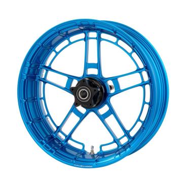 Arlen Ness, Flatline-Felge 18 x 5.5 Zoll, blau – Universell passend. Das modellspezifische Arlen-Ness-Nabenkit muss für ein vollständiges Rad separat bestellt werden.