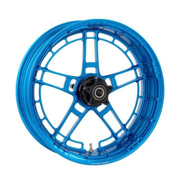 Arlen Ness, Flatline-Felge 18 x 5.5 Zoll, blau – Universell passend. Das modellspezifische Arlen-Ness-Nabenkit muss für ein vollständiges Rad separat bestellt werden.