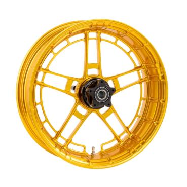 Arlen Ness, Flatline-Felge 21x 5.5 Zoll, gold – Universell passend. Das modellspezifische Arlen-Ness-Nabenkit muss für ein vollständiges Rad separat bestellt werden.