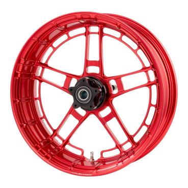 Arlen Ness, Flatline-Felge 21x 5.5 Zoll, rot – Universell passend. Das modellspezifische Arlen-Ness-Nabenkit muss für ein vollständiges Rad separat bestellt werden.