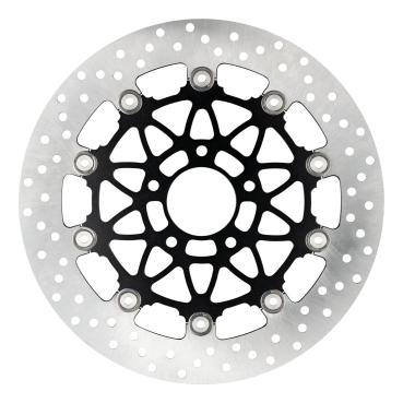 Accossato, floating brake disc front. Round. schwarz