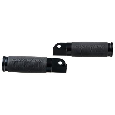 Cult-Werk passenger foot pegs "Racing". schwarz – Passenger: 18-26 Softail