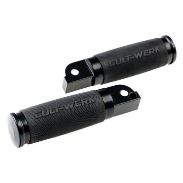 Cult-Werk passenger foot pegs "Racing". schwarz – Passenger: 18-26 Softail