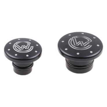 Cult-Werk vorne axle Abdeckungsset. glänzend schwarz with CC logo – 21-26 RH1250S Sportster S; 22-26 RH975 Nightster; 23-26 RH975S Nightster Special