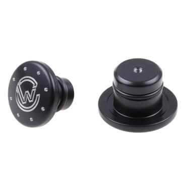 Cult-Werk vorne axle Abdeckungsset. glänzend schwarz with CC logo – 21-26 RH1250S Sportster S; 22-26 RH975 Nightster; 23-26 RH975S Nightster Special