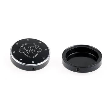 Cult-Werk 2-teilig fork tube cap bolt Abdeckungsset, Logo – Softail: 20-24 FXST Softail Standard 107; 18-20(NU)FLFB Fat Boy 107; 18-24 (NU) FLFBS Fat Boy 114; 25-26 FLFB Fat Boy 117; 18-20 (NU) FXBB Street Bob 107; 18-25 (NU) FXBBS Street Bob 114; 25-26 F