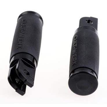 Cult-Werk ''Racing'' rider foot peg set. glänzend schwarz – Rider: 18-26 Softail with foot pegs