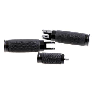 Cult-Werk ''Racing'' rider foot & shift peg set. glänzend schwarz – Rider: 18-26 Softail with foot pegs