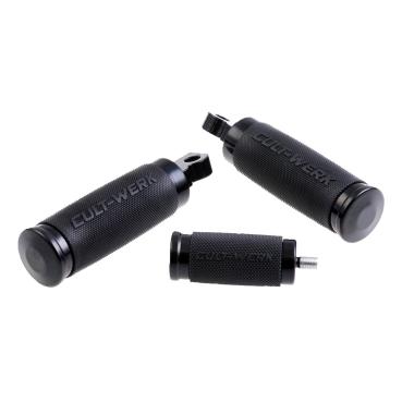 Cult-Werk ''Racing'' rider foot & shift peg set. glänzend schwarz – All traditional H-D male mount