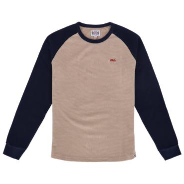 13 1/2 Waffle jersey sand/navy, Size M