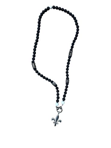 Bosnian Rebel – Lava Stone Necklace with silver Lily Pendant 1