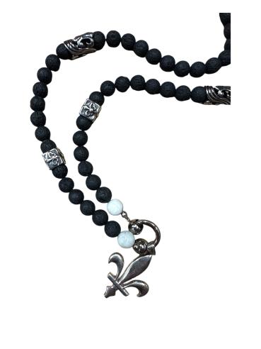 Bosnian Rebel – Lava Stone Necklace with silver Lily Pendant 1