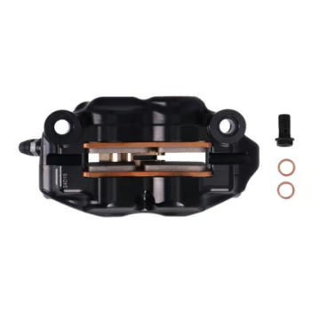 Brembo 484 Radialbremssattel. Links. Schwarz mit rotem Brembo-Logo für Harley-Davidson®