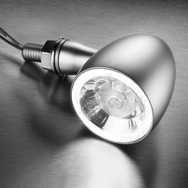 Bullet 1000® PL white - LED Blinker mit Positionslicht, chrom, vorne beidseitig