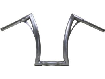 380 Tall Flow Bar Super Fat Handlebar for M8 Softail with 1 1/4" Clamp Diameter 3-Hole Raw 1,4" Throttle By Wire