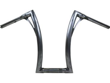430 Extra Tall Flow Bar Super Fat Handlebar for M8 Softail with 1 1/4" Clamp Diameter 3-Hole Raw 1,4" Throttle By Wire