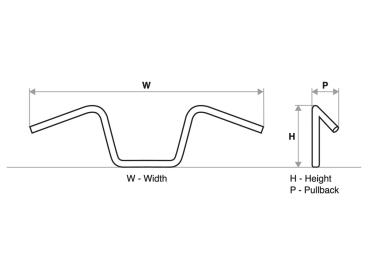 380 Tall Flow Bar Super Fat Handlebar for Road King with 1 1/4" Clamp Diameter 3-Hole Raw 1,4" Throttle By Wire